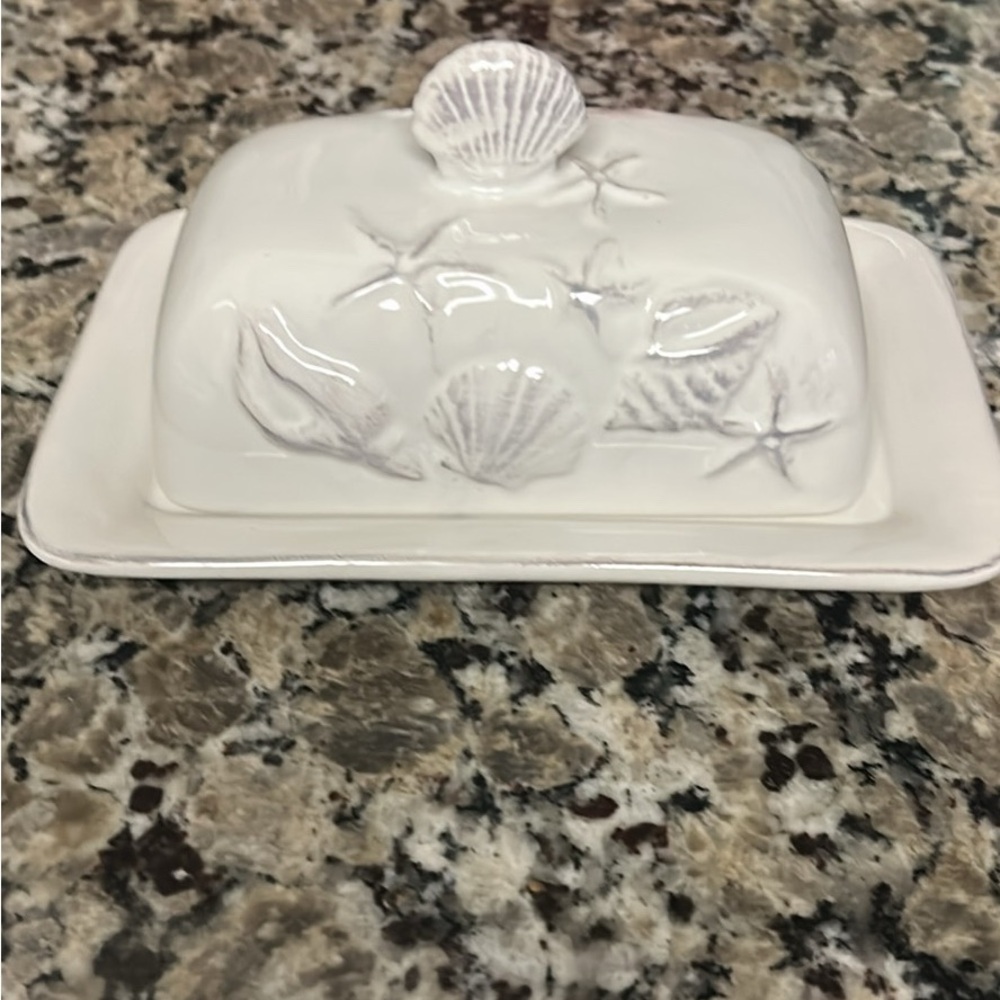 New: Laguna White Seashell Butter Dish